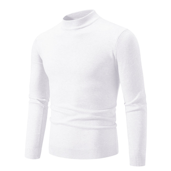 Men's Slim Fit Fine Knit Mock Neck Sweater with Ribbed Collar and Hem Mune Fashion