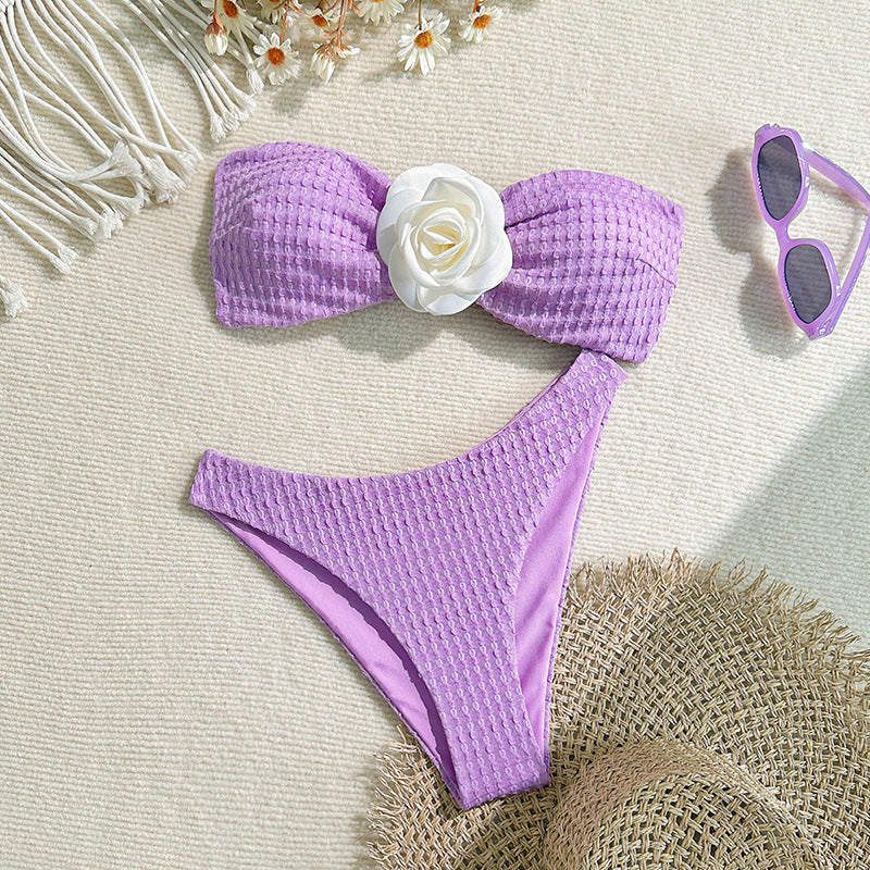 Women’s bandeau bikini set with decorative floral detail Mune Fashion