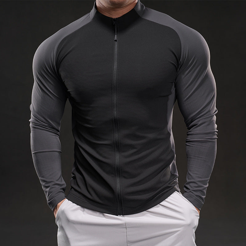 Men's compression training shirt with stand-up collar, full zip and raglan sleeves Mune Fashion