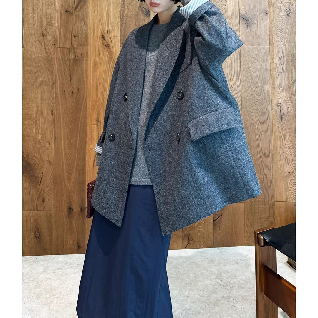Women's Fashionable Oversized Blazer with Double Button Placket Mune Fashion