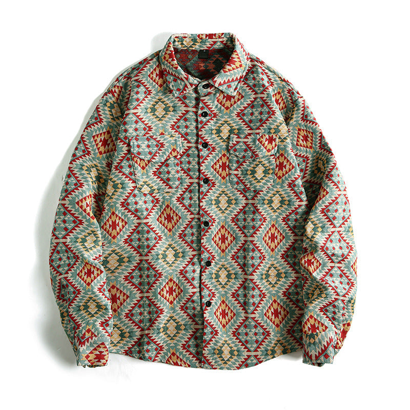 Men's Patterned Overshirt Jacket in Patchwork Jacquard Mune Fashion