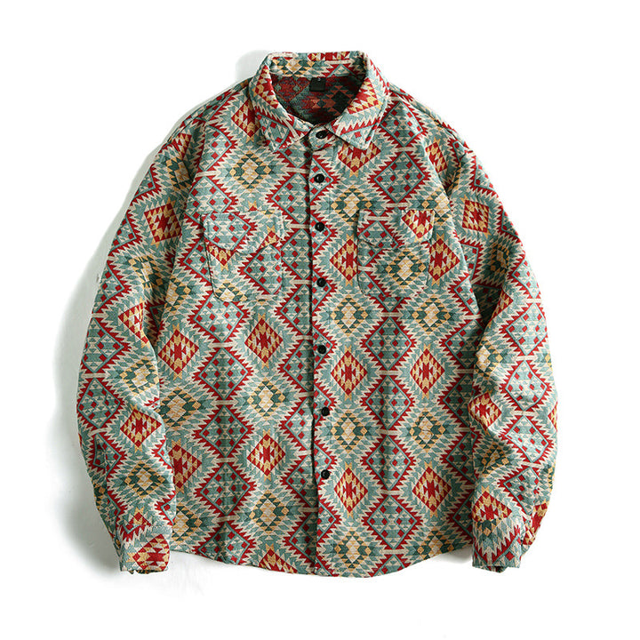 Men's Patterned Overshirt Jacket in Patchwork Jacquard Mune Fashion