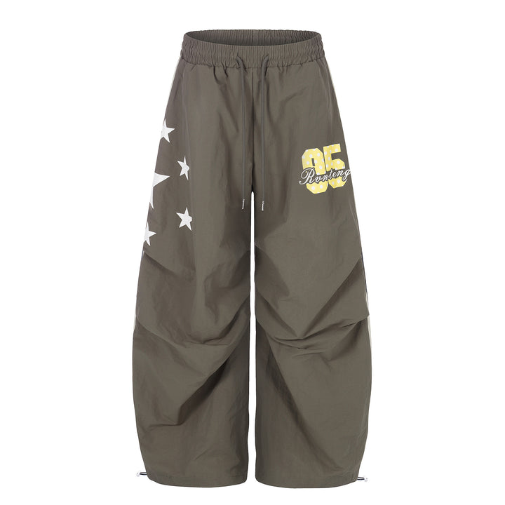 Women's Loose Knee-Length Lounge Shorts with Elastic Waistband, Drawstring and Number Print Mune Fashion