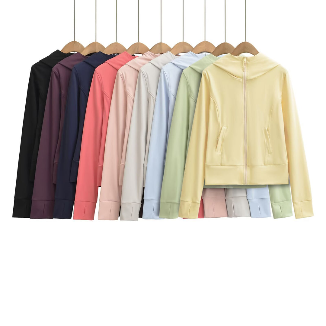Women's Hooded Sports Jacket with Full Zip, Tailored Fit, and Integrated Zipper Pockets Mune Fashion