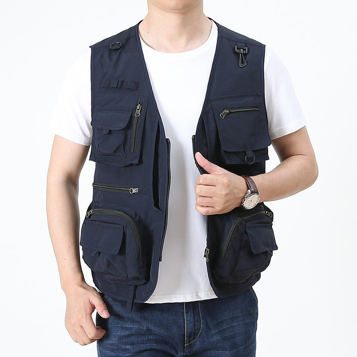 Men's multifunctional utility fishing vest with numerous zip and flap pockets Mune Fashion