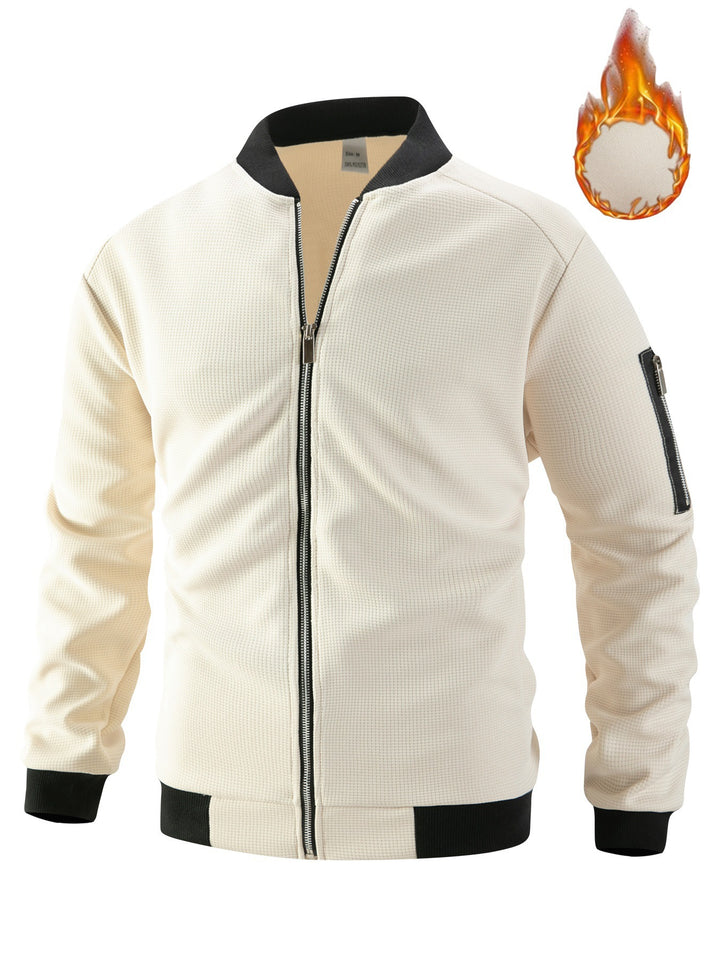 Men's lightly padded bomber jacket with waffle structure, full zip and arm pocket Mune Fashion