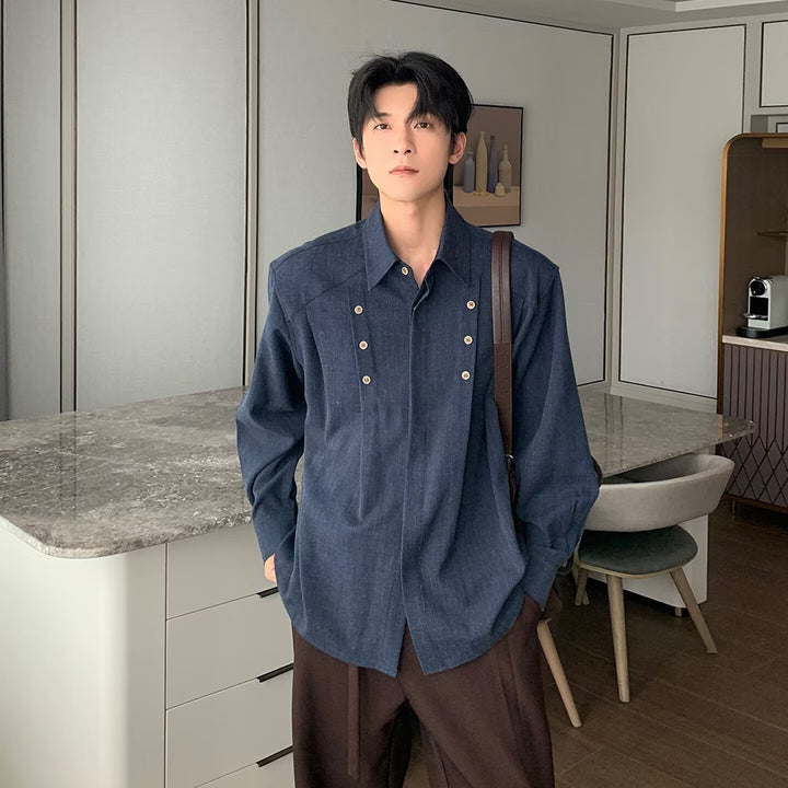 Men's Fashion Long Sleeve Shirt with Button Placket Mune Fashion