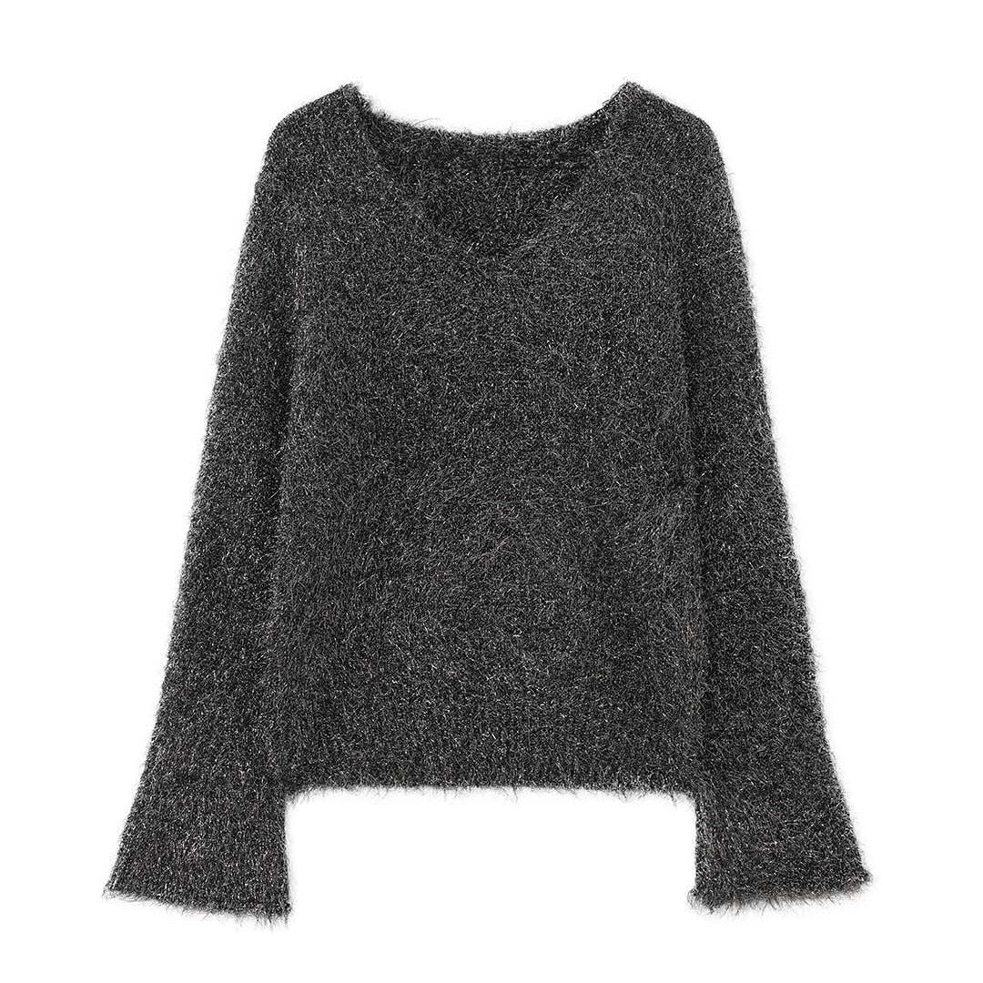 Women's fluffy fine knit sweater with effect yarn and shiny threads Mune Fashion