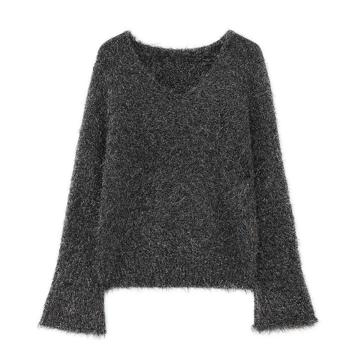 Women's fluffy fine knit sweater with effect yarn and shiny threads Mune Fashion