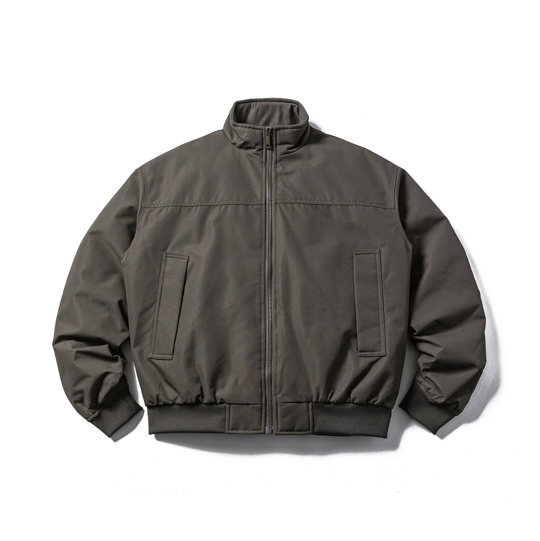 Men's Padded Bomber Jacket in Boxy Cut with High Stand-up Collar and Ribbed Hem Mune Fashion