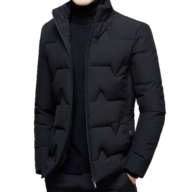 Men's padded stand-up collar jacket with water-repellent surface and zippered pockets Mune Fashion