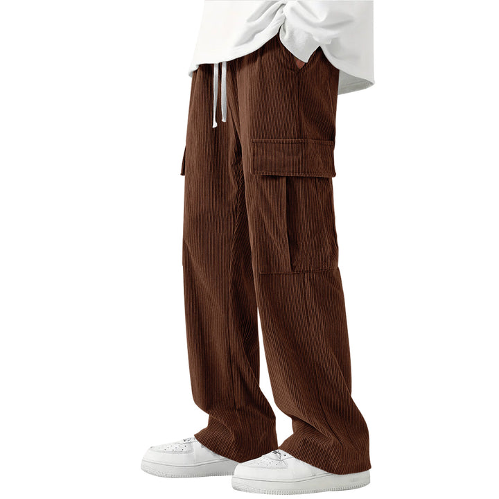 Men's wide-cut corduroy cargo pants with drawstring waistband and large flap pockets Mune Fashion