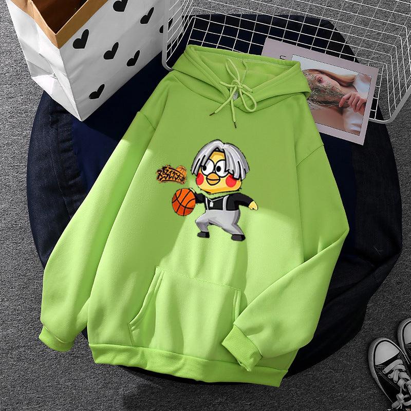 Unisex hooded sweatshirt with comic chick basketball print, kangaroo pocket and soft fleece Mune Fashion