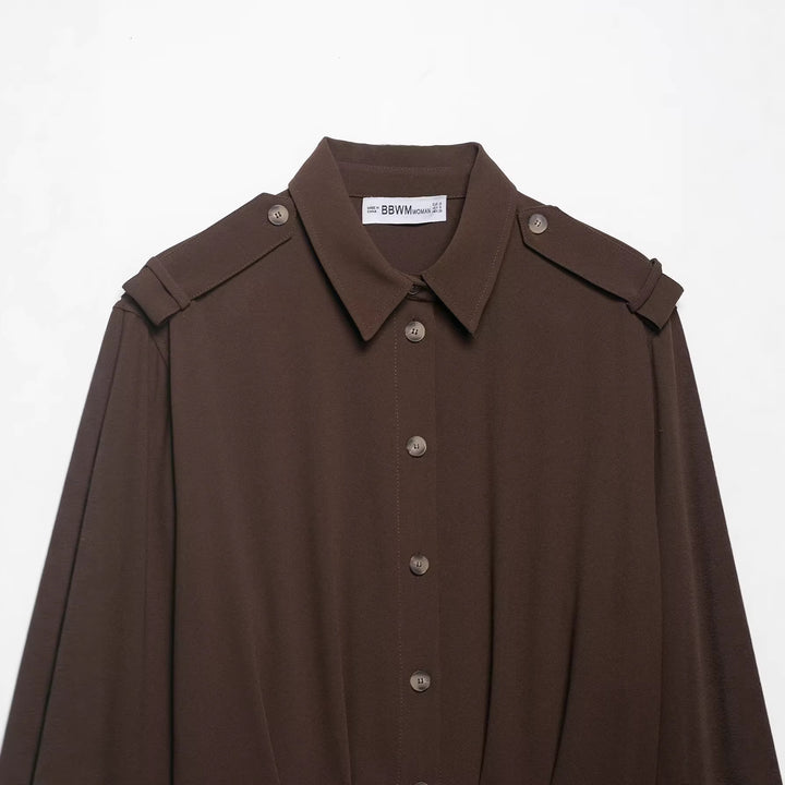 Women Cropped Blouse with Decorative Epaulettes and Tailored Corset Look Mune Fashion