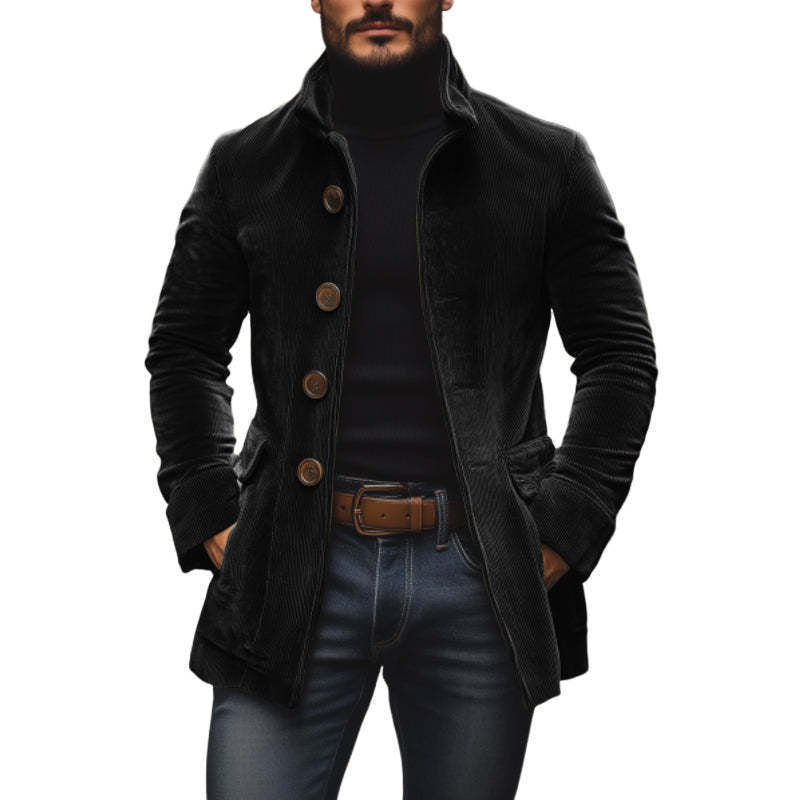Men's cord coat with stand-up collar and tailored silhouette Mune Fashion