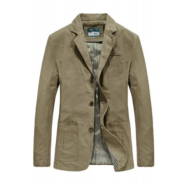 Men's casual cotton twill blazer with patch pockets and striped lining Mune Fashion