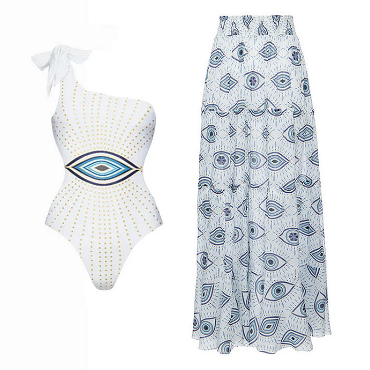 Women’s Beachwear Set with Playful Ruffle Shirt and High-Waisted Brief Mune Fashion