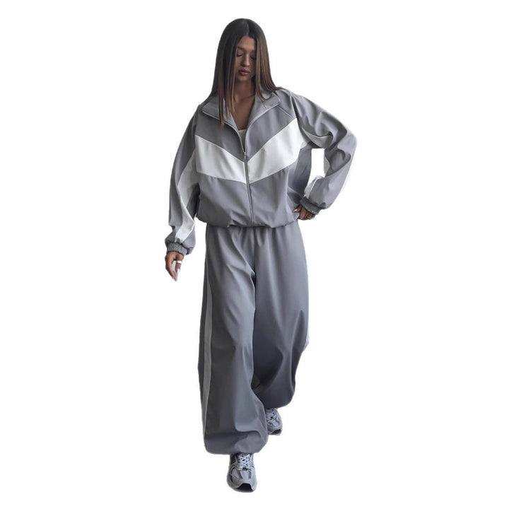 Women's nan sportives tracksuit set with windbreaker jacket and wide leg pants Mune Fashion