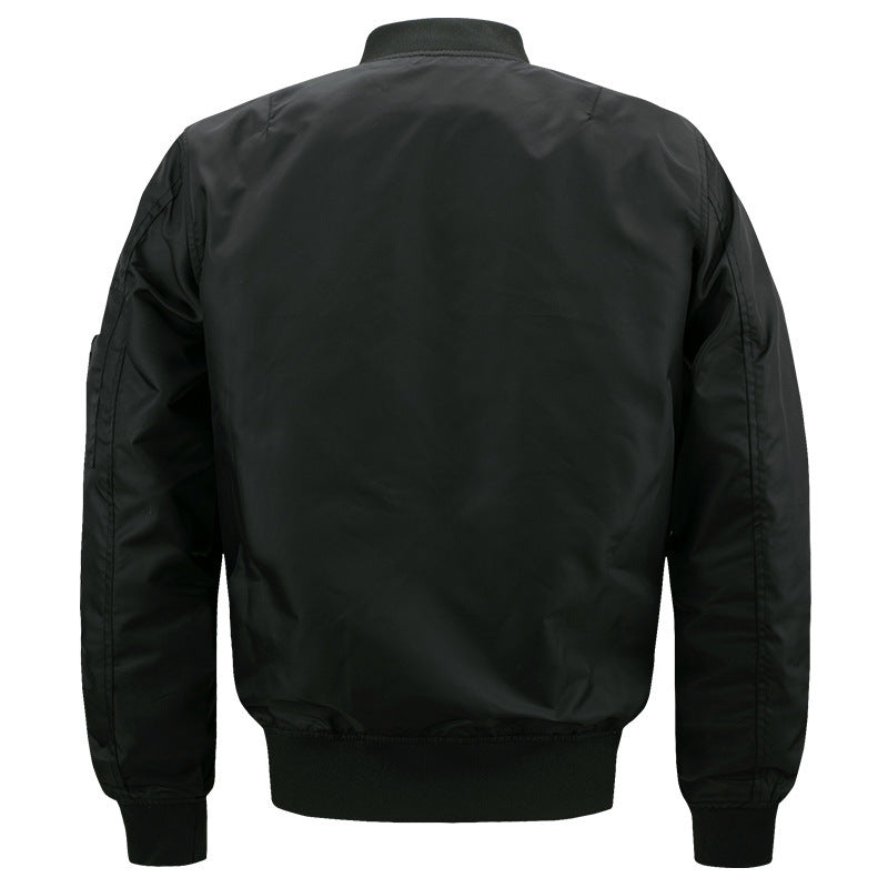 Men's Padded Bomber Jacket in Pilot Style with Sleeve Utility Pocket and Ribbed Cuffs