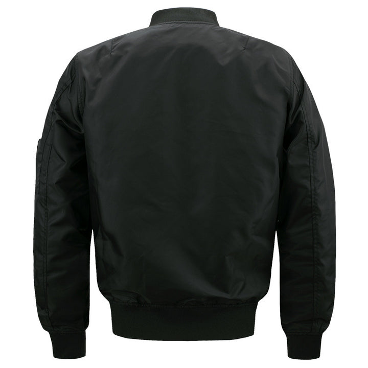 Men's Padded Bomber Jacket in Pilot Style with Sleeve Utility Pocket and Ribbed Cuffs