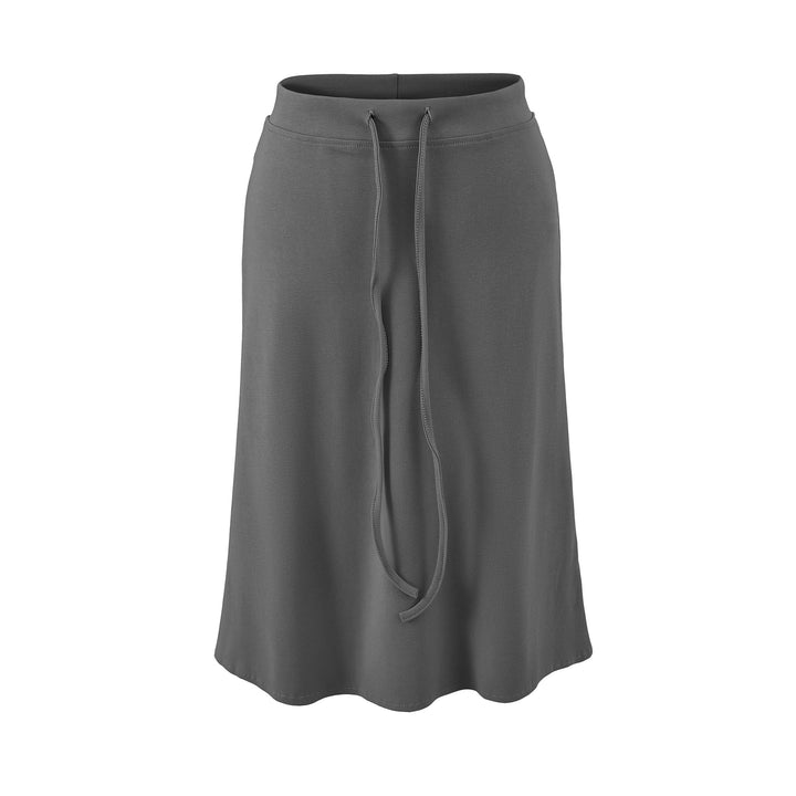 Women Jersey Midi Skirt with High Waist, Drawstring and A-Line Cut Mune Fashion