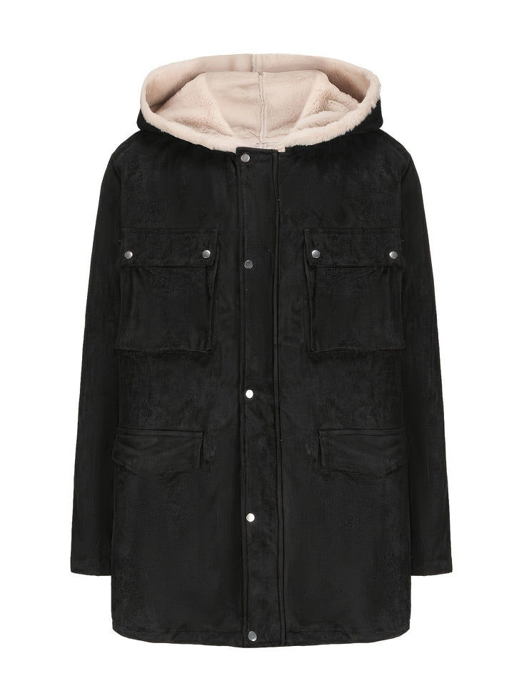 Women's parka with teddy lining, hood and applied pockets Mune Fashion