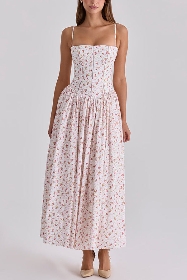 Ladies nan fitted maxi dress with corset top and fine spaghetti straps Mune Fashion