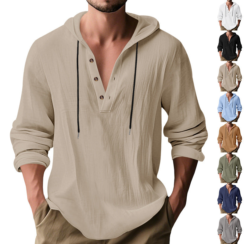 Men's casual hoodie with button placket and slim fit Mune Fashion