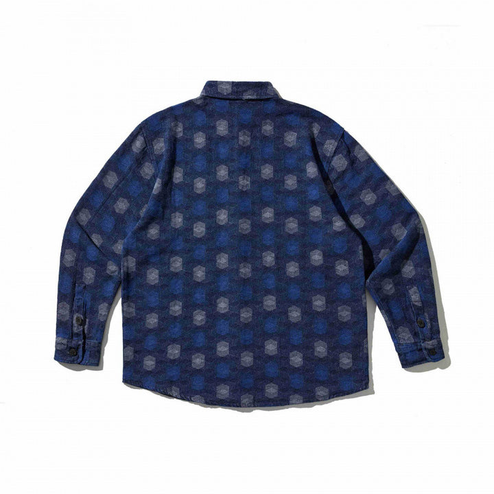 Unisex Boxy Overshirt with geometric allover print and chest pocket Mune Fashion
