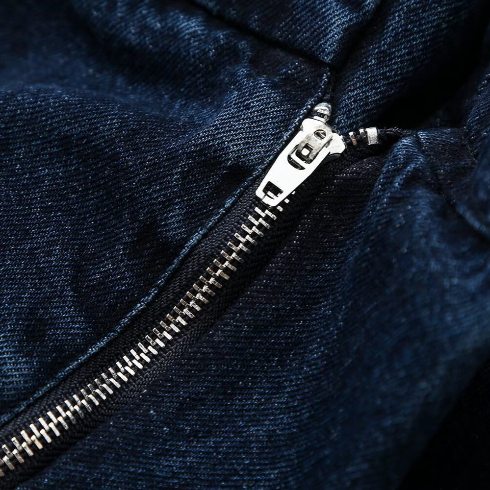Ladies Wide High-Waist Pleated Denim Trousers with Crease Mune Fashion