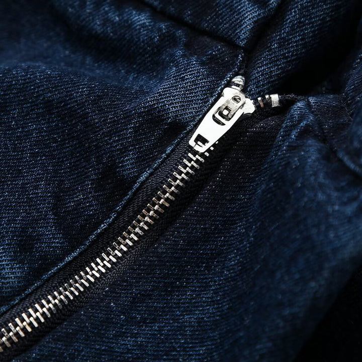 Ladies Wide High-Waist Pleated Denim Trousers with Crease Mune Fashion