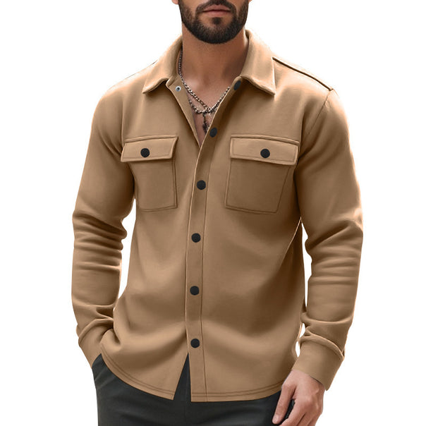 Men's unlined shirt jacket with fleece lining, patch chest pockets and snap button placket Mune Fashion