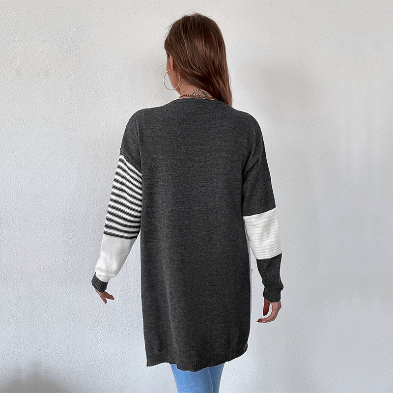Women's Stylish Knit Cardigan with Geometric Pattern Mune Fashion
