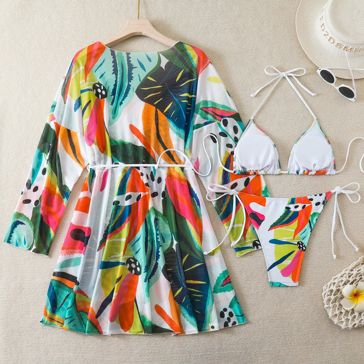 Ladies Bikini Set with Casual Beach Dress Mune Fashion