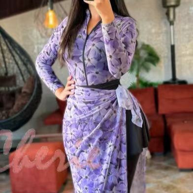 Women Elegant Maxi Dress with Floral Details Mune Fashion