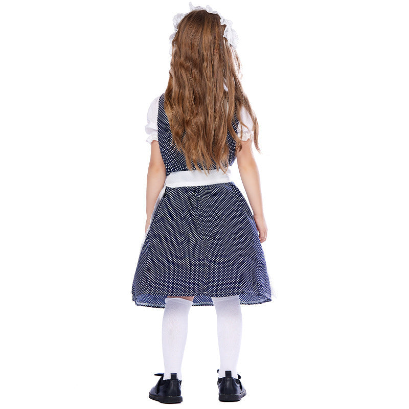 Women's traditional dirndl dress with lace blouse and embroidered tulle apron Mune Fashion