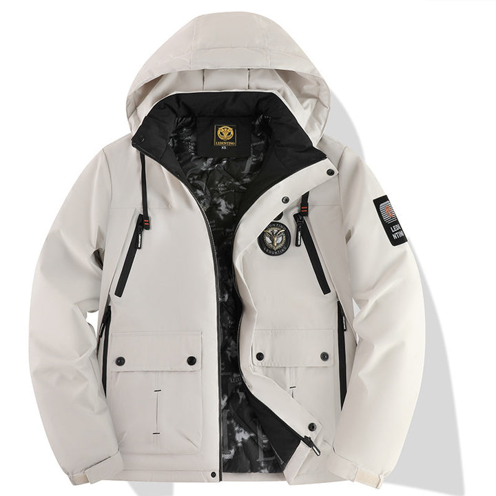 Men's urban softshell parka with detachable hood, concealed two-way zipper and breathable thermal lining Mune Fashion