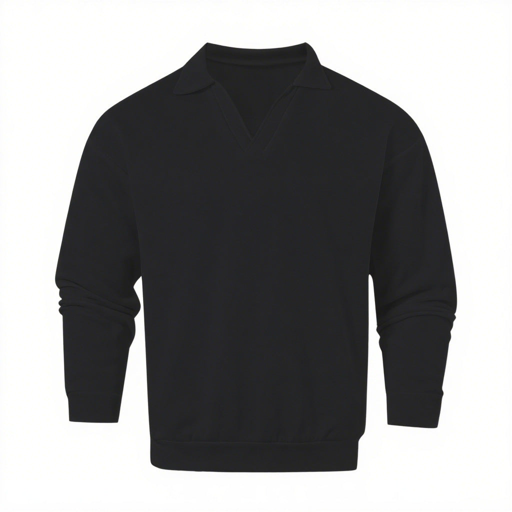 Unisex nano locker cut V-neck sweatshirt with shirt collar made of cotton fleece Mune Fashion
