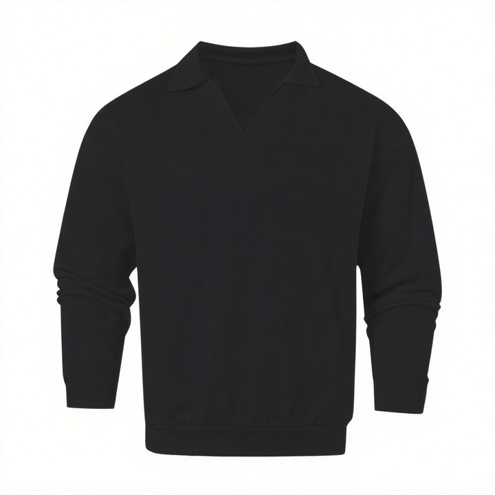 Unisex nano locker cut V-neck sweatshirt with shirt collar made of cotton fleece Mune Fashion
