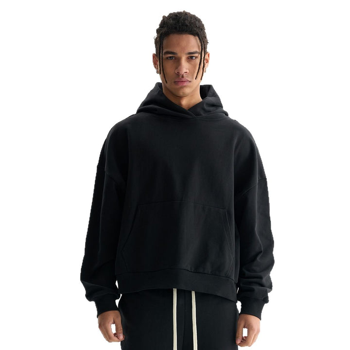 Women Wide Cut Hoodie with Cropped Hem and Kangaroo Pocket Mune Fashion