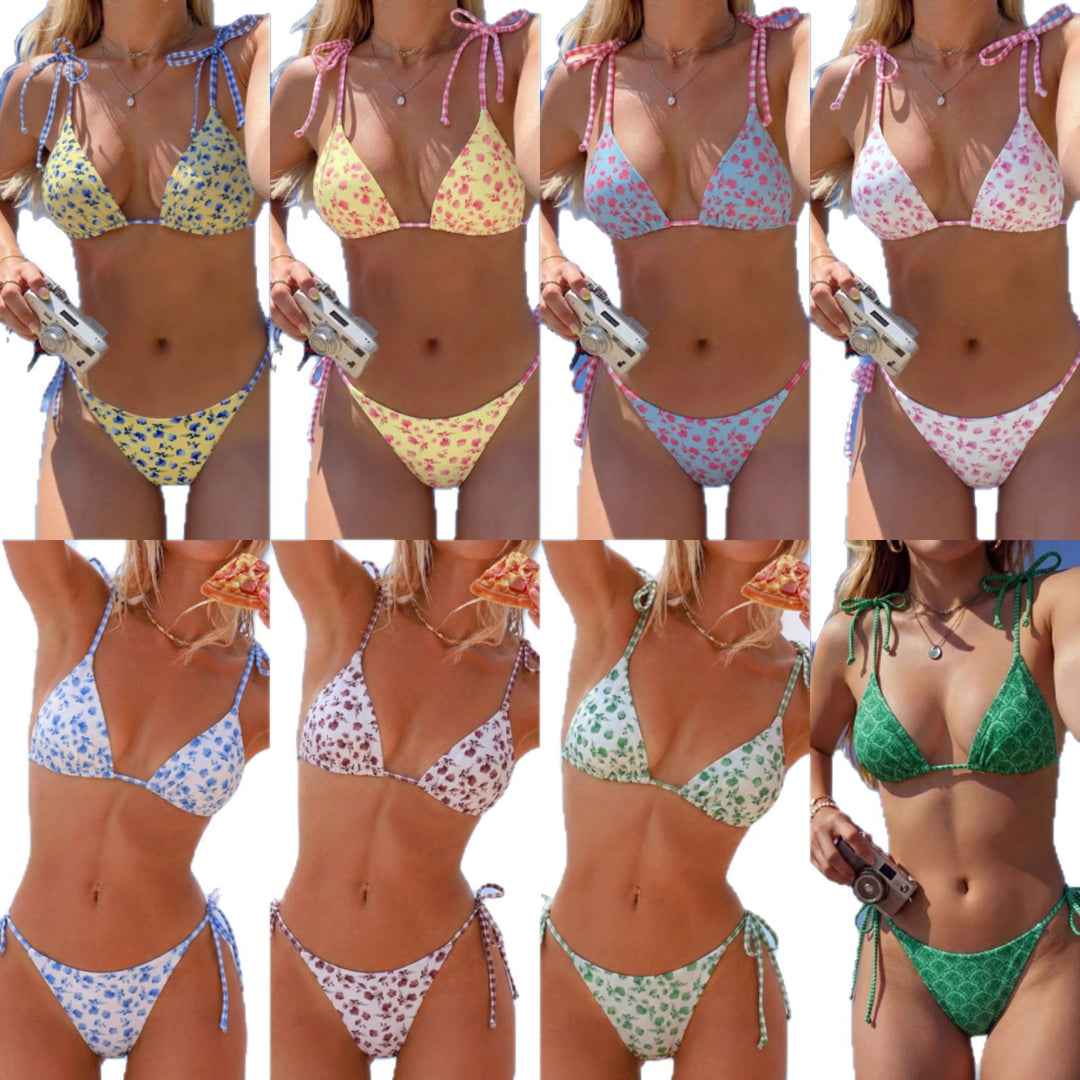 Women Triangle Bikini with playful floral pattern Mune Fashion