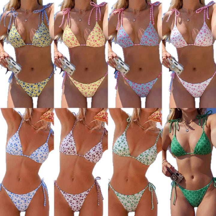 Women Triangle Bikini with playful floral pattern Mune Fashion