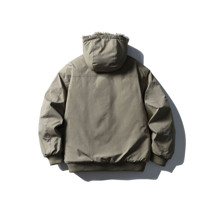 Unisex Boxy-padded short jacket with hood and faux fur trim Mune Fashion