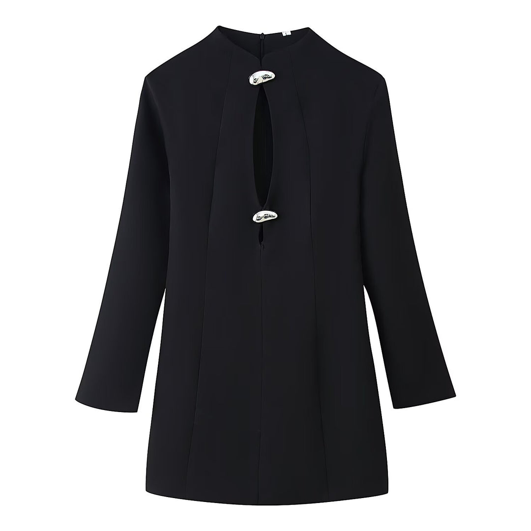 Women’s Longline Tunic with Central Keyhole and Decorative Buttons Mune Fashion