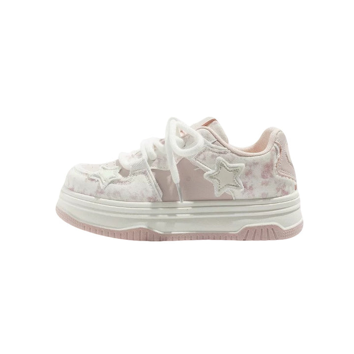 Ladies Volume Sneakers with decorative star inserts, multi-layer platform and breathable mesh construction Mune Fashion