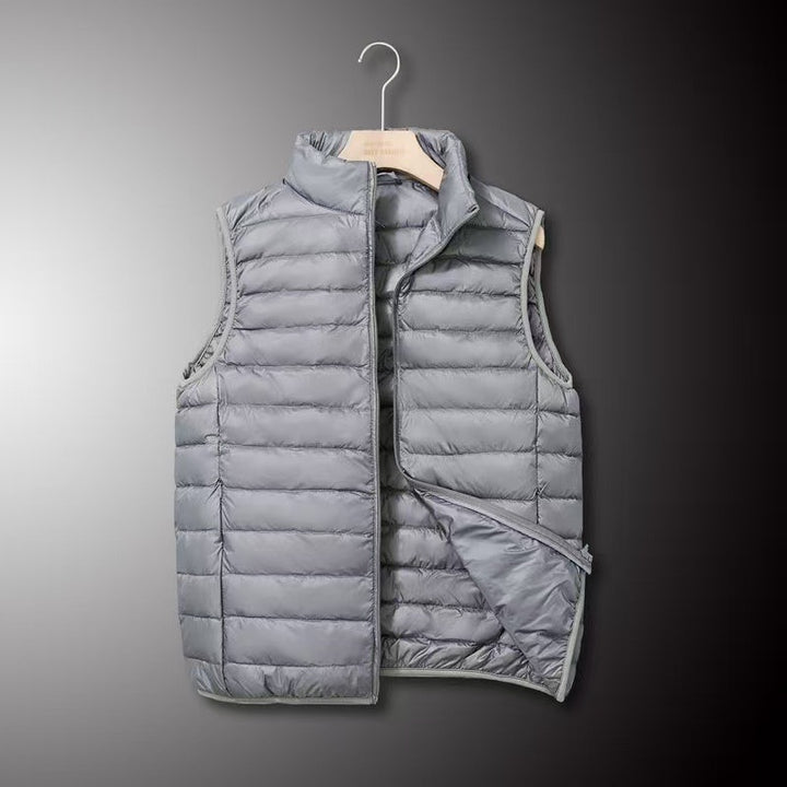 Men's Ultra-light Down-look Padded Vest with Chamber Cut and Stand Collar Mune Fashion
