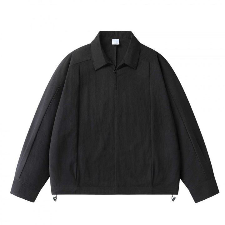 Unisex Lightweight Overshirt Jacket with Concealed Front, Shirt Collar and Drawstring Hem Mune Fashion