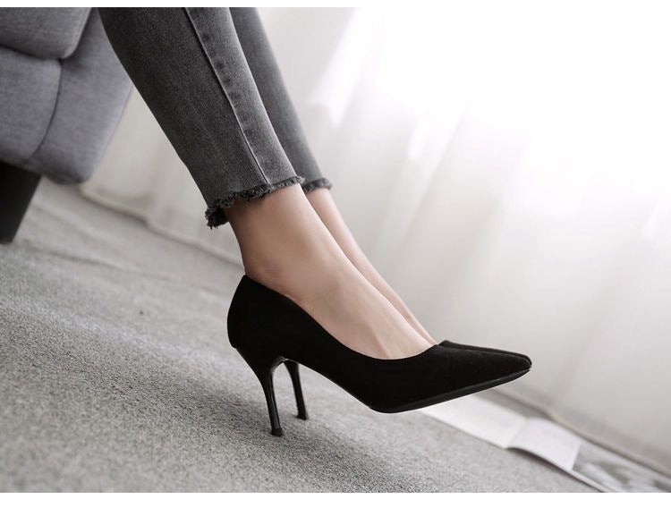Women Elegant pointed Velour-look pumps with narrow stiletto heel