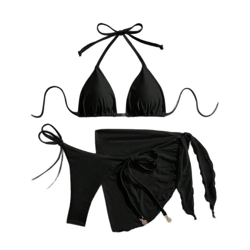 Women Triangle Bikini Set with fashionable Wrap Skirt Mune Fashion