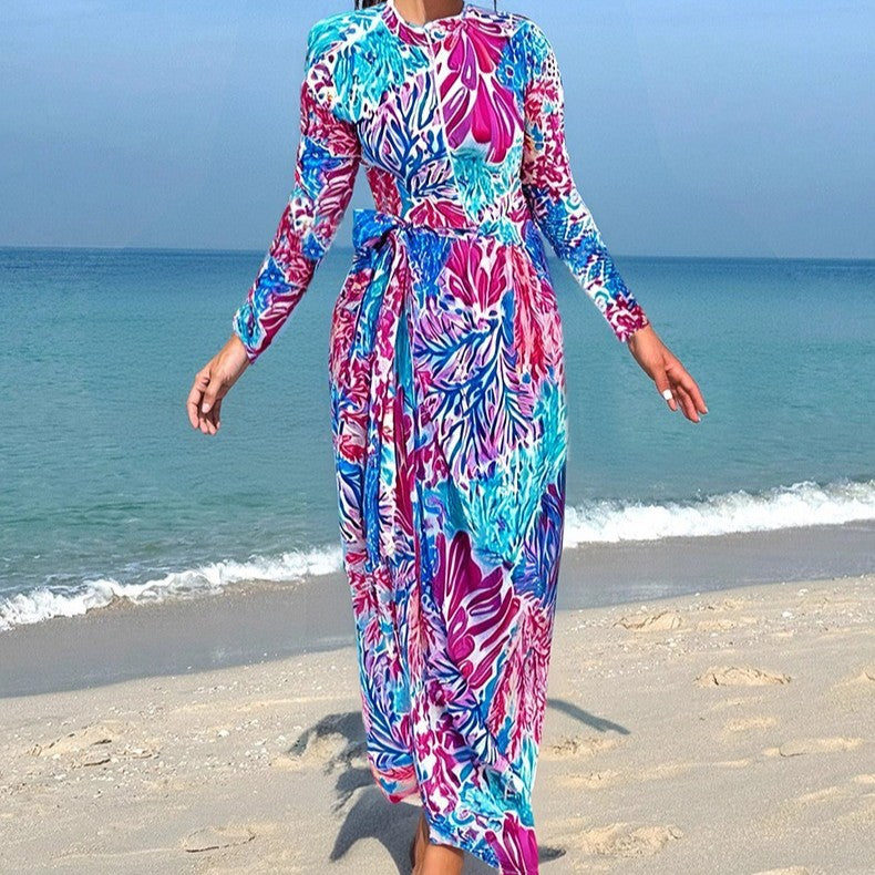 Women’s maxi dress with floral print and bow detail Mune Fashion